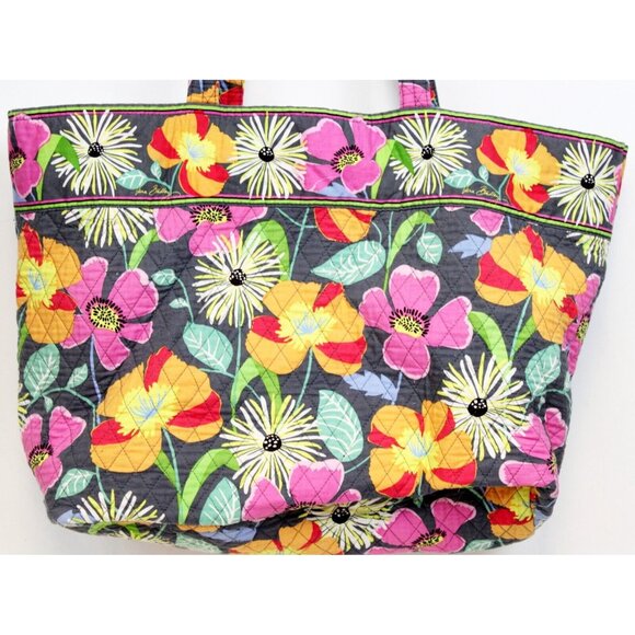 Vera Bradley Grey Jazzy Blooms Floral Tote Bag Baby Orange Travel Spring Beach - Picture 2 of 10